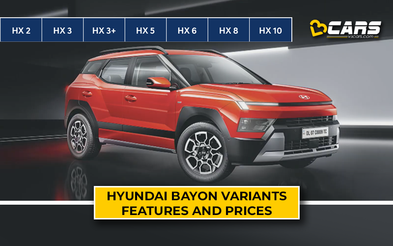 Hyundai Bayon Variants - HX2 To HX10 Prices And Features