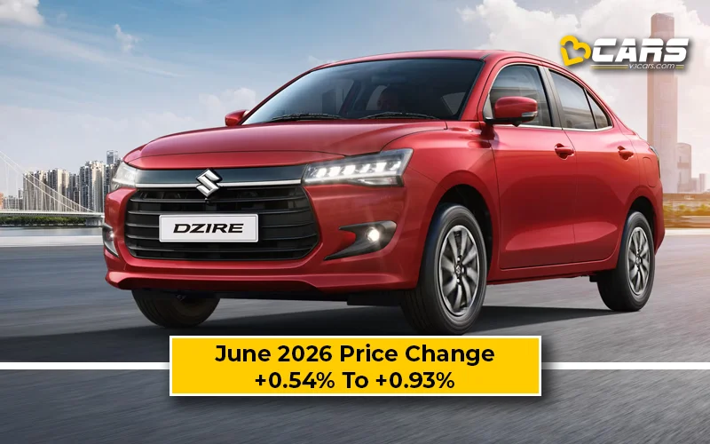 First Spot: Maruti Suzuki Dzire June Price Change — Hiked Up To Rs. 1.7k