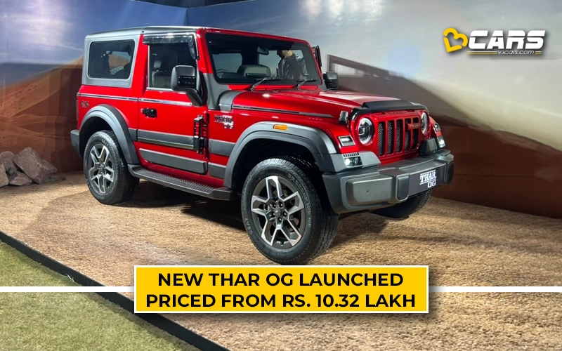 2026 Mahindra Thar OG Prices Start At Rs. 10.32 Lakh