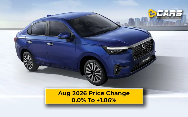 Honda Amaze 2026 Aug Price Change — Hiked Up To 15.2K