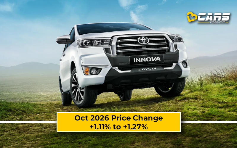 Toyota Innova Crysta 2026 Oct Price Change — Hiked By Up To Rs. 33,000