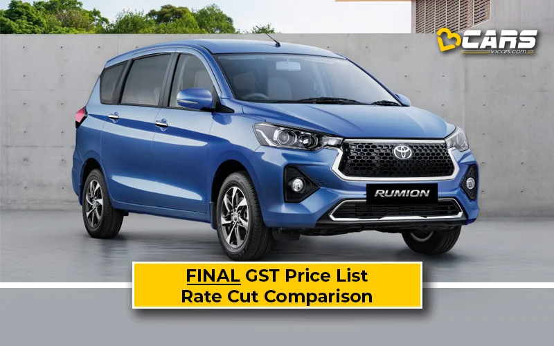 Final Toyota Rumion Price List After GST Rate Cut