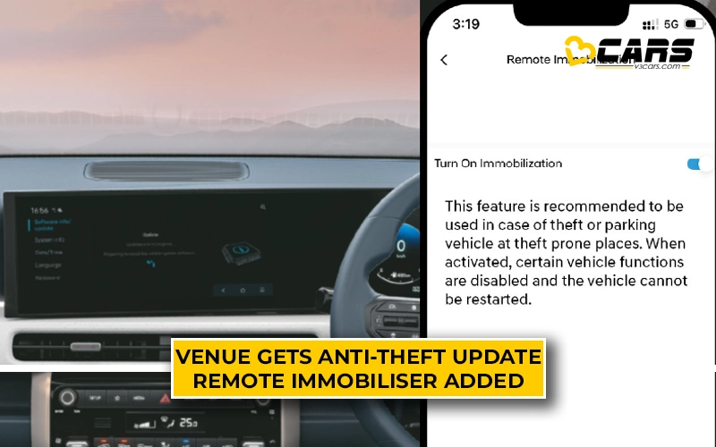 Hyundai Venue Gets Remote Immobiliser Via OTA Update