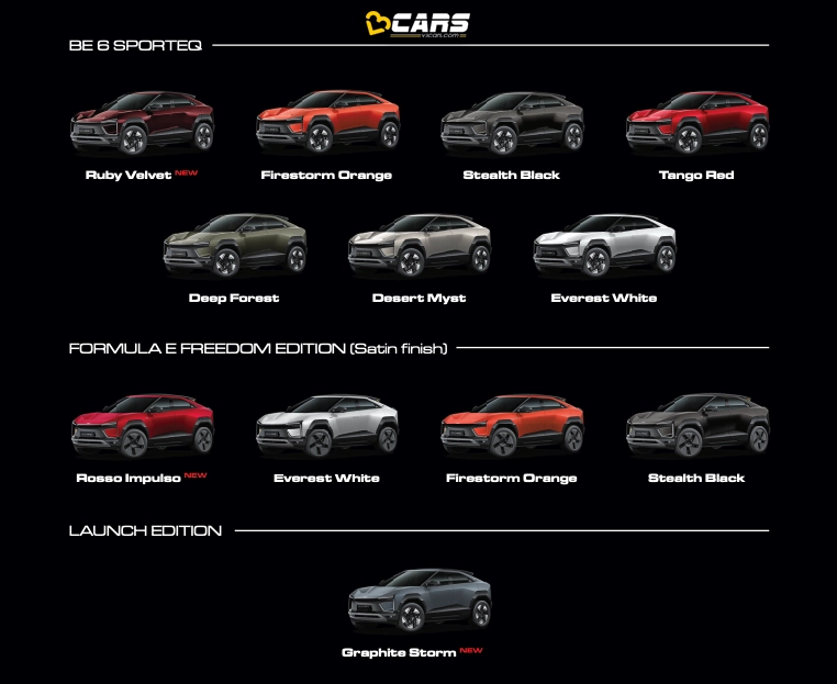 2026 Mahindra BE 6 Sporteq Colour Options
