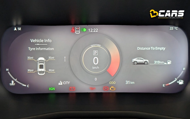 Tata Curvv Series X Digital Instrument Cluster